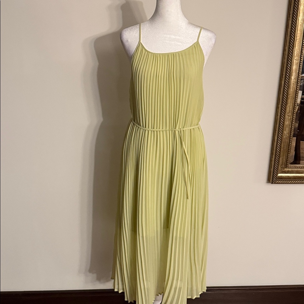 a new day Light Yellow Pleated Midi Dress